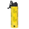 Metallic water bottle with safety lid, 850ml aluminum