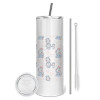 Tumbler stainless steel 600ml, with metal straw & cleaning brush