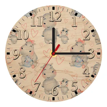 Hippo, Ρολόι τοίχου ξύλινο plywood (20cm)