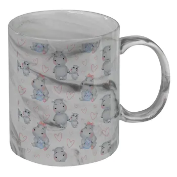 Hippo, Mug ceramic marble style, 330ml