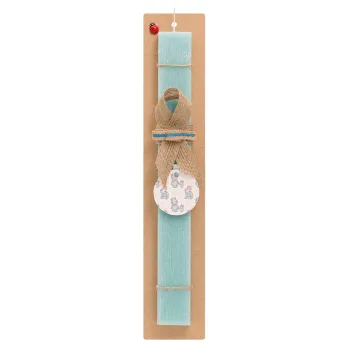 Hippo, Easter Set, wooden keychain & aromatic flat Easter candle (30cm) (TURQUOISE)