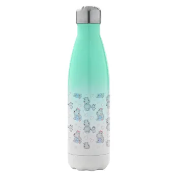 Ιπποπόταμος, Μεταλλικό παγούρι θερμός Πράσινο/Λευκό (Stainless steel), διπλού τοιχώματος, 500ml