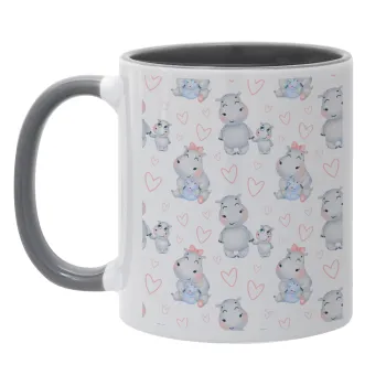 Hippo, Mug colored grey, ceramic, 330ml