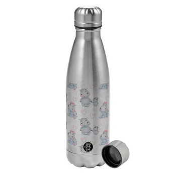 Hippo, Metallic water bottle, stainless steel, 750ml