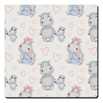 Hippo, Τετράγωνο μαγνητάκι ξύλινο 6x6cm