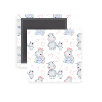 Ιπποπόταμος, Μαγνητάκι ψυγείου τετράγωνο διάστασης 5x5cm