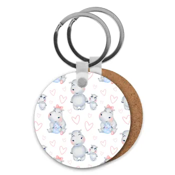 Ιπποπόταμος, Μπρελόκ Ξύλινο στρογγυλό MDF Φ5cm