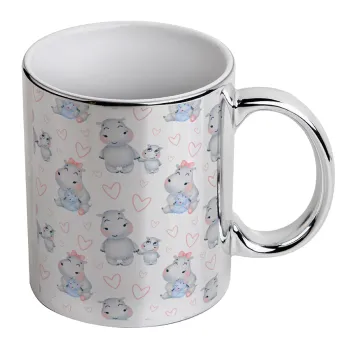 Ιπποπόταμος, Κούπα κεραμική, ασημένια καθρέπτης, 330ml