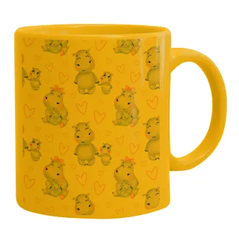 Hippo, Ceramic coffee mug yellow, 330ml