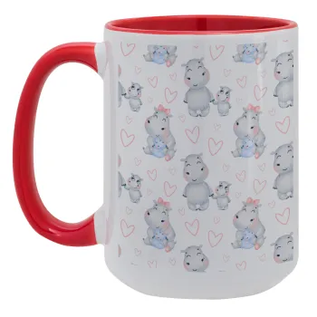 Hippo, Κούπα Mega 15oz, κεραμική Κόκκινη, 450ml