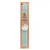 Easter Set, wooden keychain & aromatic flat Easter candle (30cm) (TURQUOISE)