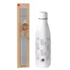 Easter Set, metallic stainless thermos bottle (500ml) & scented flat Easter candle (30cm) (GRAY)