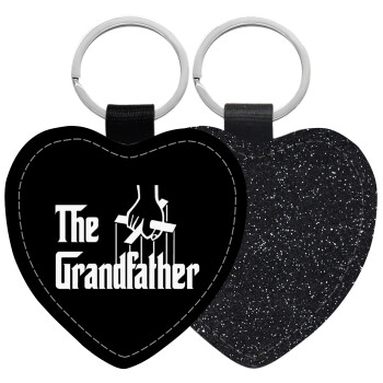 The Grandfather, Μπρελόκ PU δερμάτινο glitter καρδιά ΜΑΥΡΟ