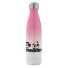 Metal mug thermos Pink/White (Stainless steel), double wall, 500ml