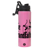 Metallic water bottle with safety lid, 850ml aluminum