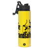 Metallic water bottle with safety lid, 850ml aluminum