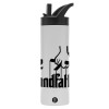 Metallic thermos bottle with straw & handle, stainless steel (Stainless steel 304), double-walled, 600ml.