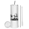 Tumbler stainless steel 600ml, with metal straw & cleaning brush