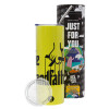 Neon Yellow Travel Tumbler, with metal straw (Stainless steel 304 Food grade, BPA free, 600ml)