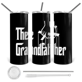 The Grandfather, Tumbler ποτήρι θερμό από ανοξείδωτο ατσάλι 600ml, με μεταλλικό καλαμάκι & βούρτσα καθαρισμού