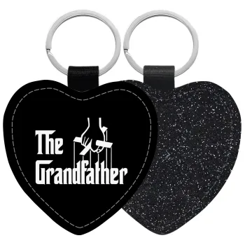 The Grandfather, Μπρελόκ PU δερμάτινο glitter καρδιά ΜΑΥΡΟ