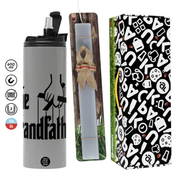 The Grandfather, Πασχαλινή Λαμπάδα με Travel Tumbler θερμό (600ml, BPA free) & κερί αρωματικό πλακέ (30cm) (ΓΚΡΙ)