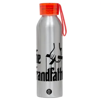 The Grandfather, Αλουμινένιο Αθλητικό Μπουκάλι 650ml – Ασημί με Κόκκινο Καπάκι και Λουράκι Σιλικόνης