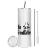 Tumbler stainless steel 600ml, with metal straw & cleaning brush