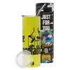 Neon Yellow Travel Tumbler, with metal straw (Stainless steel 304 Food grade, BPA free, 600ml)