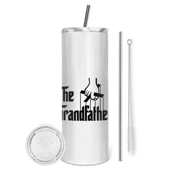 The Grandfather, Tumbler ποτήρι θερμό από ανοξείδωτο ατσάλι 600ml, με μεταλλικό καλαμάκι & βούρτσα καθαρισμού
