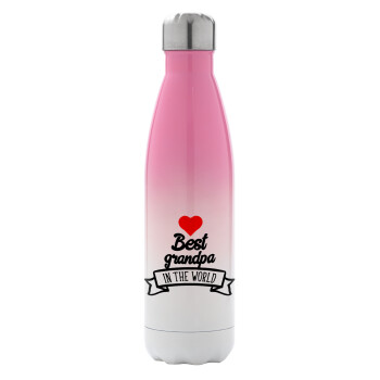 Best Grandpa in the world, Metal mug thermos Pink/White (Stainless steel), double wall, 500ml