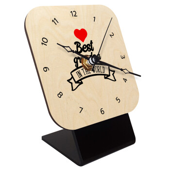 Best Grandpa in the world, Quartz Table clock in natural wood (10cm)