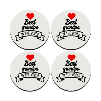 Best Grandpa in the world, SET of 4 round wooden coasters (9cm)