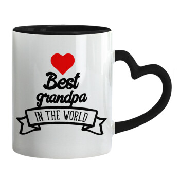 Best Grandpa in the world, Mug heart black handle, ceramic, 330ml