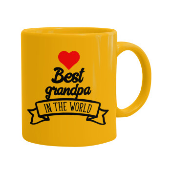 Best Grandpa in the world, Ceramic coffee mug yellow, 330ml (1pcs)