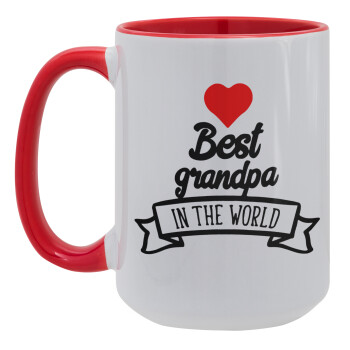 Best Grandpa in the world, Κούπα Mega 15oz, κεραμική Κόκκινη, 450ml
