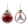 Transparent Christmas tree ball ornament with red filling 8cm