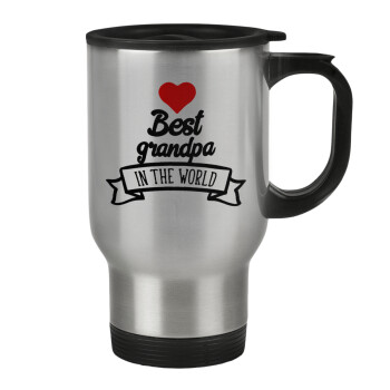 Best Grandpa in the world, Stainless steel travel mug with lid, double wall 450ml