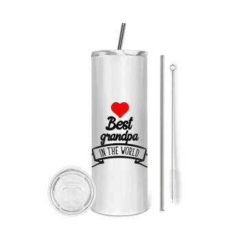 Best Grandpa in the world, Eco friendly stainless steel tumbler 600ml, with metal straw & cleaning brush