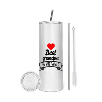 Best Grandpa in the world, Tumbler stainless steel 600ml, with metal straw & cleaning brush