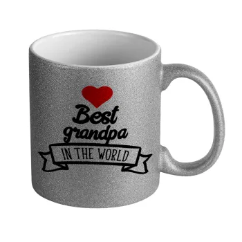 Best Grandpa in the world, Κούπα Ασημένια Glitter που γυαλίζει, κεραμική, 330ml