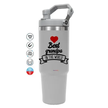 Best Grandpa in the world, ΓΚΡΙ Travel Tumbler Θερμός με χερούλι και καλαμάκι 890ml