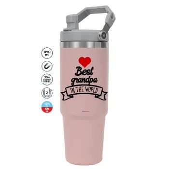 Best Grandpa in the world, ΡΟΖ Travel Tumbler Θερμός με χερούλι και καλαμάκι 890ml