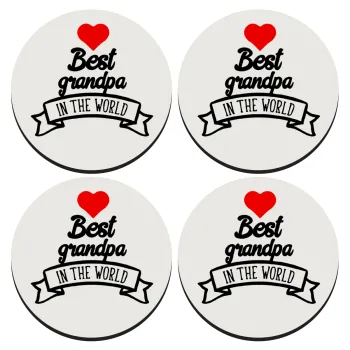 Best Grandpa in the world, ΣΕΤ 4 Σουβέρ ξύλινα στρογγυλά (9cm)