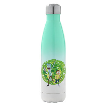 Rick and Morty, Metal mug thermos Green/White (Stainless steel), double wall, 500ml