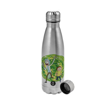 Rick and Morty, Metallic water bottle, stainless steel, 750ml
