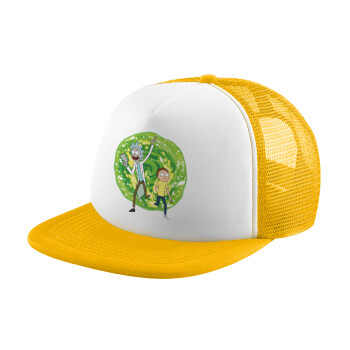 Rick and Morty, Καπέλο Soft Trucker με Δίχτυ Κίτρινο/White 
