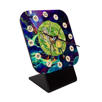 Rick and Morty, Επιτραπέζιο ρολόι σε φυσικό ξύλο (10cm)