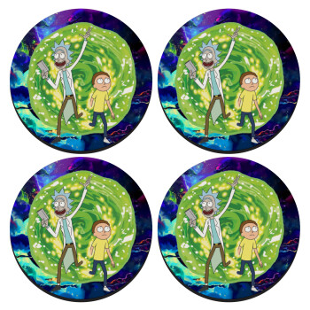 Rick and Morty, SET of 4 round wooden coasters (9cm)