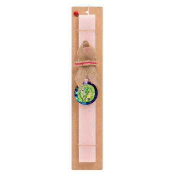 Rick and Morty, Easter Set, wooden keychain & scented flat Easter candle (30cm) (PINK)
